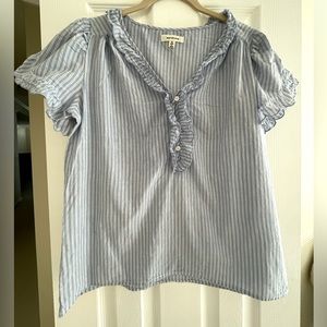 Max Studio Blue Striped Top